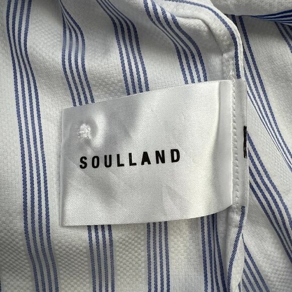 New Soulland Cornwall Men White Striped Shirt Short Sleeve Slim Button-Down US L - Picture 12 of 13